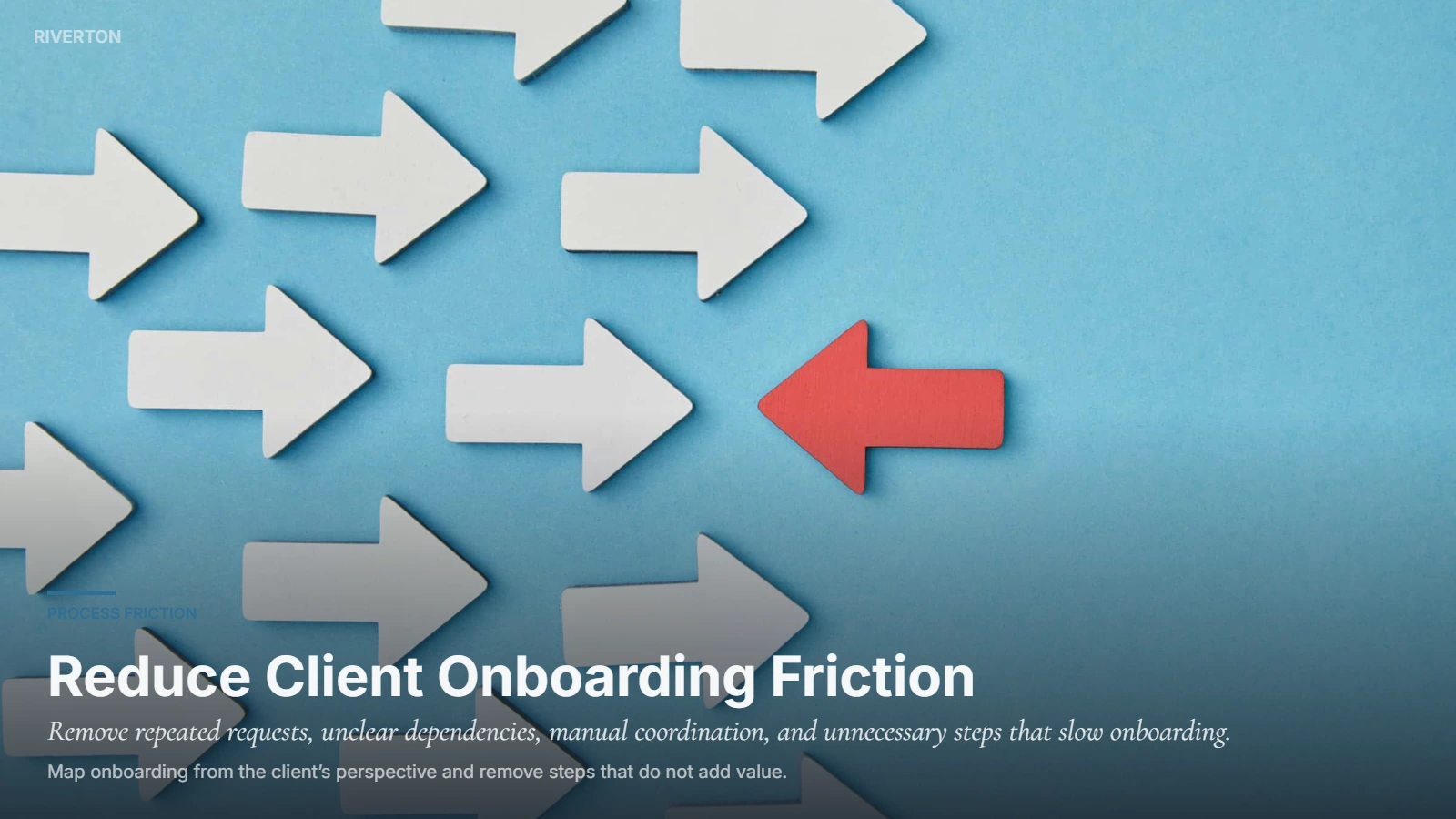 Riverton client onboarding workflow reducing repeated requests, manual coordination, delays, dependencies, and unnecessary steps