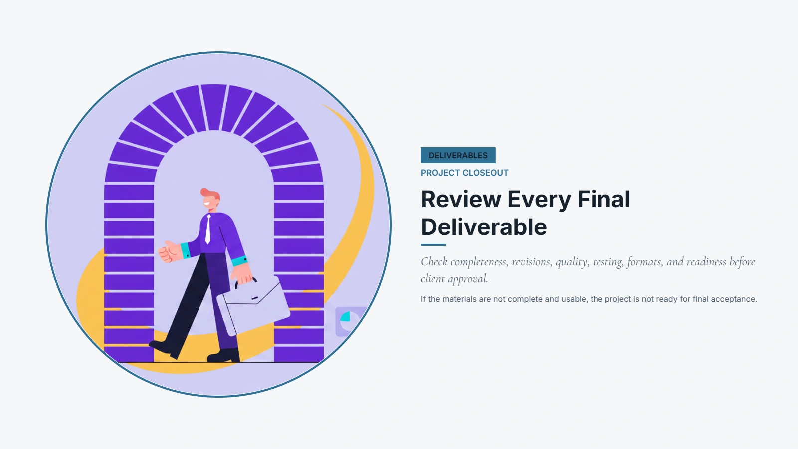 Riverton client project review of final deliverables, revisions, quality checks, and client-ready files